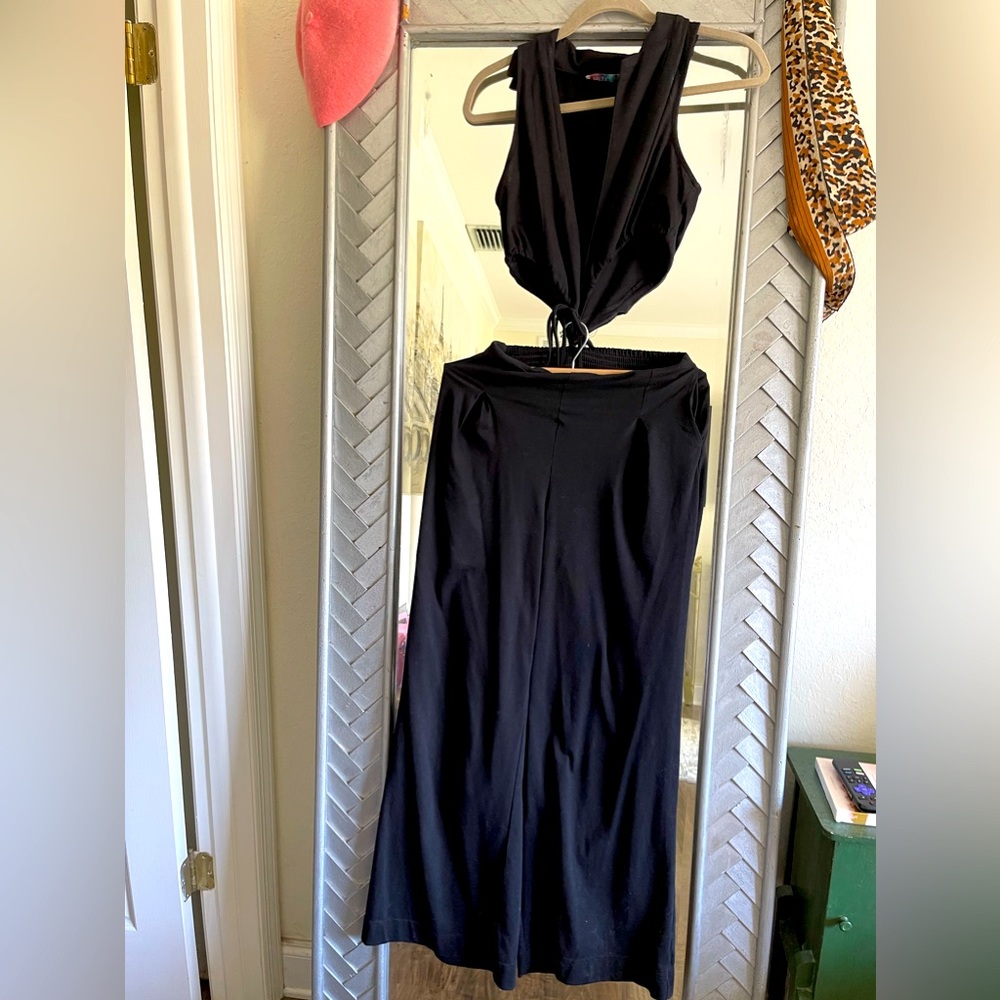 FREE PEOPLE FP BEACH Sz XS SUNDAY FUNDAY ONE PIECE JUMPSUIT BLACK